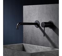 IMEX - Grifo Lavabo Negro Empotrado | Grifo Empotrado Baño con Agua Fría y Caliente | Grifo Monomando Lavabo Pared con Ahorro de Agua | Serie Monza | Color Negro Mate