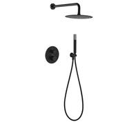 IMEX Conjunto de ducha termostática empotrado Line GTD038/NG Negro mate Latón