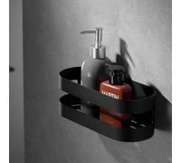 IMEX - Jabonera Ducha sin Taladro Pared Negro Mate | Jabonera Frontal en Acero Inoxidable S.304 | Resistente a Humedad y Corrosión | Doble Sistema de Fijacción (Atornillado o Pegado)