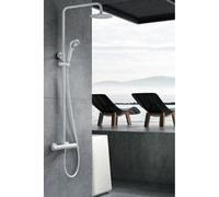 Conjunto de ducha con grifo termostático de diseño moderno con un acabado blanco mate Kent de Imex - Blanco / Latón / Imex