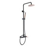 Columna de pared para ducha empotrada de diseño moderno en color negro mate y oro rosa stick Milos de Imex - Negro / Latón / Imex