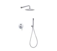 Conjunto de grifo empotrado de 2 vías con ducha de mano en acero y latón cromado monza de Imex - Plateado / Rociador con tubo salida pared