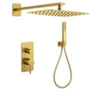 IMEX Toscana Conjunto Ducha Empotrada Monomando 2 Vías con Rociador | Efecto lluvia 25×40 cm, latón y acero inoxidable S304 con sistema antical y set de ducha completo para baño moderno.