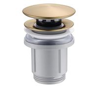 IMEX Grifo monomando para lavabo Line caño alto oro cepillado con válvula click-clack