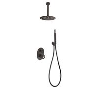 Conjunto para ducha de pared con un diseño moderno de acabado negro mate Olimpo de Imex