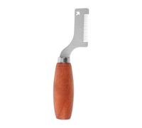 IMIKEYA Cuchillo Curvo para Cortar Cebollino y Ajo Mango Ergonómico de Acero Inoxidable y Madera, Adecuado para Cajones de Cocina y Restaurantes