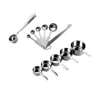 IMIKEYA Juego de 12 Cucharas y Tazas Medidoras Color Plata de Acero Inoxidable Duraderas, sin Óxido Anillo para Mantener Juntas para Hornear y Cocinar