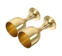 IMIKEYA Juego de dos vasos de latón dorado para uso ceremonial y religioso, duraderos y fáciles de limpiar, diseño único y capacidad adecuada