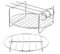 IMIKEYA Parrilla de Doble Capa de Acero Inoxidable para Freidoras de Aire, Estante de Vapor Multifunción Resistente a Altas Temperaturas, Set de 2 Piezas