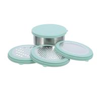 IMIKEYA Rallador de Queso Multideportivo de Acero Inoxidable, Diseño Redondo con Base Antideslizante, 4 Cuchillas Intercambiables, Recoge Ingredientes, para Cocinas Compactas y Seniors