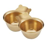 IMIKEYA Recipientes para Condimentos Diseño de Oso en Acero Inoxidable Dorado, Paquete de 2 Piezas Elegantes y Encantadores para Servir Salsas en Almuerzos