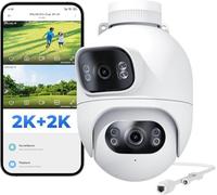 IMILAB 2K+2K Cámara de Seguridad Exterior con Cable, Rotación 360°, Visión Nocturna en Color, Detección de Movimiento, Foco y Sirena, Audio Bidireccional, Grabación Continua 24/7(EC6 Dual)