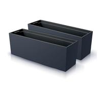 IMJ-Global - 2 Jardineras Exterior Grandes 77x23,5x24,6cm, Macetas Exterior Grandes 40 litros (Inserto de 27 litros) Jardinera Decorativas para Interior en Plástico Resistente a la Intemperie (Negro)