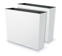 IMJ-Global - 2 Jardineras Exterior Grandes 77x23,5x68,7cm, Macetas Decorativas Interior Exterior 100 Litros (Inserto de 27 Litros) Jardinera Decorativas en Plástico Resistente a la Intemperie (Blanco)