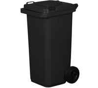 IMJ-Global - Cubo de Basura Alto Grande 120 Litros PN-EN 840 con Ruedas y Sistema de Enganche Mecánico de Recogida, Cubos de Basura de Reciclaje Contenedor Basurero en Plástico (Grafito)