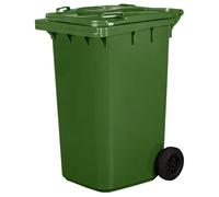 IMJ-Global - Cubo de Basura Alto Grande 240 Litros PN-EN 840 con Ruedas y Sistema de Enganche Mecánico de Recogida, Cubos de Basura de Reciclaje Contenedor Basurero en Plástico (Verde)