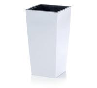 IMJ-Global Jardinera para plantas y flores DURS Grande H61 Lisa para interior exterior Cuadrada alta blanca 49 litros 32,5 x 32,5 x 61 cm diseño moderno de plástico para balcón
