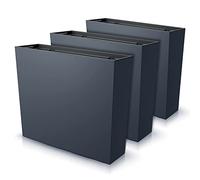 IMJ-Global Juego de 3 macetas rectangulares para flores, plantas, de plástico, 58 x 18 x 49,8 cm, para interior y exterior, color negro, volumen 44 litros, diseño moderno