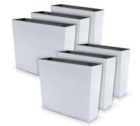 IMJ-Global Juego de 6 macetas rectangulares para flores y plantas, de plástico, 58 x 18 x 49,8 cm, para interior y exterior, color blanco, volumen 44 litros, diseño moderno