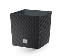 IMJ-Global Maceta decorativa de plástico para flores, 40 x 40 x 40,8 cm, para interior, exterior, cuadrado, color negro, 64 litros, diseño moderno