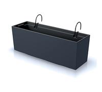 IMJ-Global Urbi Case W - Maceta rectangular decorativa de plástico de 20 cm de alto para interior y exterior, 18 x 58 cm, rectangular, color negro, diseño moderno, 18 litros