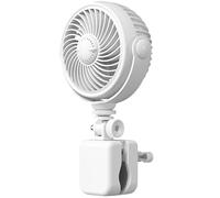 Imooreshine Ventilador Para Cochecito, Ventilador Para Cochecito Con Clip, Bebé Giratorio De 720 ° Con Batería Recargable De 2000 Mah, De Rejilla Segura Para Cunas, Cochecitos - Blanco