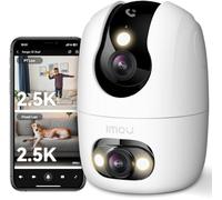 Imou 2.4/5GHz Cámara Vigilancia WiFi Interior, Cámara de Seguridad Doble Lentes, Resolución 4MP+4MP, Visión Nocturna en Color, Audio Bidireccional, Botón para Llamar,Modo Privacidad, Ranger 2C Dual