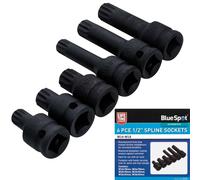 Impacto Spline Enchufes Juego Llaves M14 M16 M18 Oscuro Llano 1.3cm Conducir 6pc