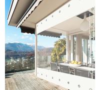 Impermeable Cortina Exterior,Transparente Lona con Ojales, Lona Gruesa de 0,5 mm,Cortinas De Partición,para Terraza Pérgola Porche Cenador Cochera (Alto x Ancho) 2,4x2,4m/7.87x7.87ft