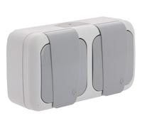 Impermeable doble enchufe 2P+T gris
