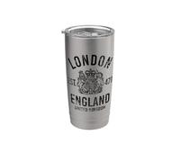 Impresión negra envejecida de Londres, Inglaterra, Reino Unido Vaso térmico de acero inoxidable de doble pared