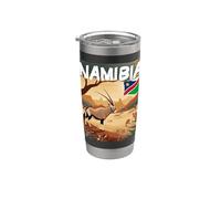 Impresionante Gemsbok con bandera de Namibia para los amantes del Oryx Vaso térmico de acero inoxidable de doble pared
