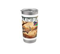 Impresionante Gemsbok con bandera de Namibia para los amantes del Oryx Vaso térmico de acero inoxidable de doble pared
