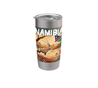 Impresionante Gemsbok con bandera de Namibia para los amantes del Oryx Vaso térmico de acero inoxidable de doble pared