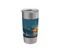 Impresionante gráfico de barco contenedor para niños y niñas Vaso térmico de acero inoxidable de doble pared