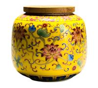 IMUSINICE Bombonera de Cerámica para Té con Tapa de Madera, Cierre Hermético y 400ml, Adecuado para Cocina y Conservar Alimentos Frescos