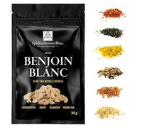 Incienso de Resina 100% Natural Sagrado Puro en Grano 50g- 100g para Fumigación, Quemador de Perfume o Incensario - Alternativa a Incienso en Barra o Cono (Djaoui Blanco, 50 gr)