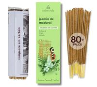 Incienso Jazmín Natural Madurai Exótico - (80 Incienso Varillas) Sin Carbón Incienso organico, Hecho con Flores Recicladas | Floral Verde, Frutal Cremoso | Incienso del Amor | Incienso Floral