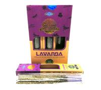Incienso Natural Orgánico Lavanda Ullas - Varillas Hechas a Mano - Caja Completa 12 Cajitas x 25 g (300 g) - Hecho en India