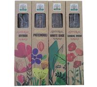 Incienso Orgánico Natural ORKAY Masala, Sándalo - Salvia Blanca - Pachuli - Mirra. Hecho a Mano Ecológico Sahumerio - 4 paquetes de 30gr.