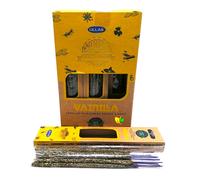 Incienso Orgánico Vainilla Ullas Hechos a Mano sin Mano de Obra Infantil y con Aceites Naturales, 12 Cajitas de 25g c/u.