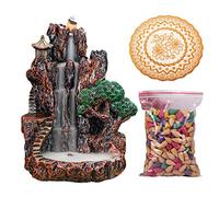 incienso reflujo, cascada, soporte resina para incienso con 50 conos incienso y 1 alfombrilla antideslizante, fuente humo, cascada para meditación zen o yoga decoración