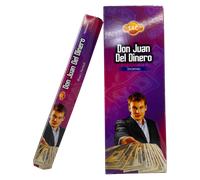 Incienso SAC Don Juan del Dinero - Caja de 6 paquetes hexagonales de 20 barritas 120 barritas de incienso Rosa y Pachulí