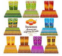 Incienso SAC Pack 12 Cajitas - 240 Varillas Masala Hechas a Mano en India - Serie Tradicional, Aroma a Elegir: Palo Santo, Sándalo, Canela, Lavanda, Vainilla, Mirra, Ruda, Almizcle - Ambientador