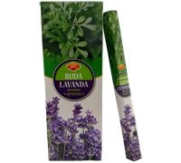 Incienso SAC Ruda y Lavanda - Caja de 6 paquetes hexagonales de 20 barritas 120 barritas de incienso