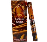 Incienso SAC Sándalo Ámbar - Caja de 6 paquetes hexagonales de 20 barritas 120 barritas de incienso