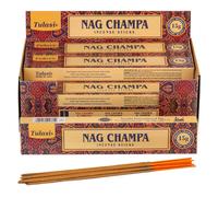 Incienso Tulasi Nag Champa - Caja Completa de 12 Paquetes x 15 Gramos, 180 Varillas Nagchampa