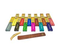 Incienso ULLAS Palo Santo - Lote Surtido de 12 Cajitas Twin Fragrances (180 g) - Masala Premium + Quemador y Palo Santo