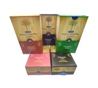 Incienso ULLAS Palo Santo Twin Fragrances - Aromas Lavanda, Vainilla, Copal, Dragon Blood, Rosa, Jazmín, Ruda, Salvia Blanca, Canela y Almizcle - Caja 12x15 g Masala Premium