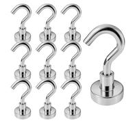INCNMAD Ganchos Magnéticos 10 Piezas 16 mm Imanes Neodimio Gancho Desmontable Ganchos con Imán Potente para Cruceros, Barbacoa, Cocina, Frigoríficos, Taller, Camper o Furgoneta, Plata